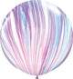 30" Agate Marble Balloon Pastel Purple, Pink & Blue