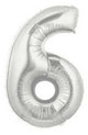 Metallic Silver Number 6 Balloon