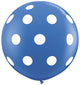 36 in Round Balloon White Polkadots on Blue