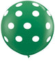 36 in Round Balloon White Polkadots on Green