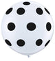 36 in Round Latex Balloon Black Polka Dot on White