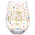 Large Stemless Happy Birthday Confetti Dots Wine Glass