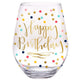 Large Stemless Happy Birthday Confetti Dots Wine Glass