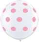 36 in Round Balloon Pink Polka Dots on White