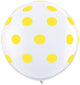 36 in Round Balloon Yellow Polka Dots on White