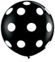36 in Round Balloon White Polkadots on Black